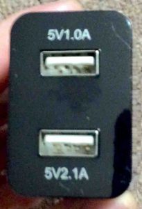 Picture of the charger's two USB ports.