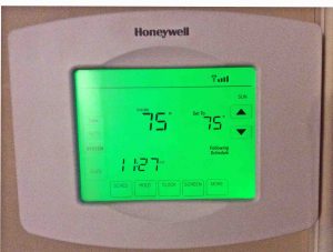 Picture of the Honeywell RTH8580 Wireless Thermostat, Installed and Operating.