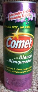 Picture of Comet lavender fresh dry cleanser with bleach, 21 ounce can, front view.
