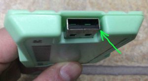 Picture of the NLS DTB cartridge, showing its USB port highlighted.