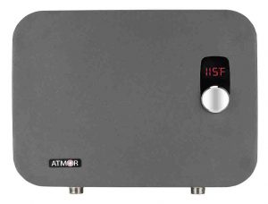 Stock picture of the Atmor AT-910-27TP 27 kW / 240v ThermoPro series digital thermostatic on-demand electric water heater, front view, stock photo.