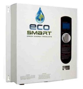 Stock picture of the EcoSmart ECO 27 electric tankless water heater, front view.