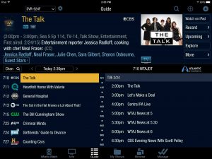 Picture of the proram guide on Atlantic Broadband's Tivo DVR service. 