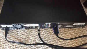 Picture of all AV, power, USB, and eSATA connections on this DVR.