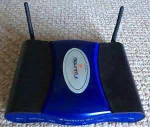 Picture of the front of the Bountiful WiFi BWRG1000 full power wireless router.