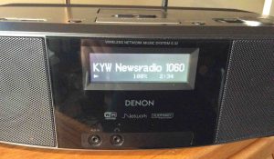 How to find internet radio stream URL. Picture of the Denon S-32 Internet Radio, successfully playing an audio stream.