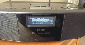 Picture of the Denon S-32 Internet Radio, displaying the -Select the AP- screen.