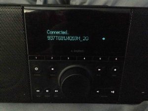 Picture of the Logitech Squeezebox Boom Radio, Successfully Connected to New Wi-Fi Network Screen.