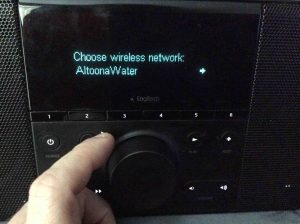 Picture of the In Range Wireless Networks List Screen, on the Logitech Squeezebox Boom Radio.
