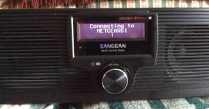 Picture of the Sangean WFR-20, Attempting to Connect to Saved Wi-Fi Network, NETGEAR61.