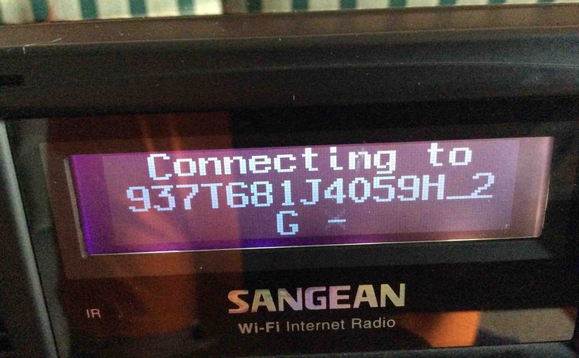 Picture of the Sangean WFR-20 Radio, connecting to selected Wi-Fi network.