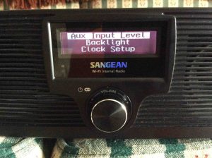 Picture of the internet radio displaying its Configure menu.