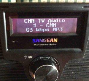 Picture of the Sangean WFR-20 Radio, playing Internet station after successful Wi-Fi network connection is established.