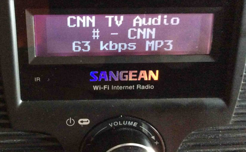 Picture of the Sangean WFR-20 Radio, playing Internet station after successful Wi-Fi network connection is established.