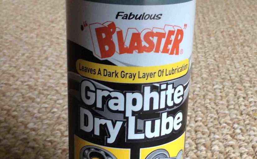 Picture of an aerosol can of Blaster Graphite Dry Lube, showing the front panel.