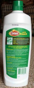 Picture of Comet Scratch Free Soft Cleanser with Bleach, 24 ounce bottle, back view.