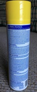 Picture of a 22 ounce can of Great Value Disinfectant Foaming Bathroom Cleaner, lemon scent, back view.