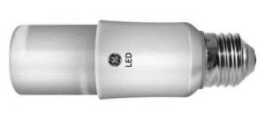 Horizontal picture of the GE Bright Stik LED light bulb. LED advantages and disadvantages.