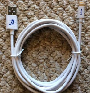 Picture of the Element series IXCC 6 foot lightning cable, unpacked, with original packaging removed.