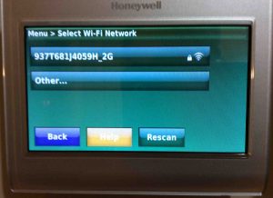 Picture of the -Select Wi-Fi Network- screen. 