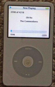 Picture of the iPod player, operating normally, front view.