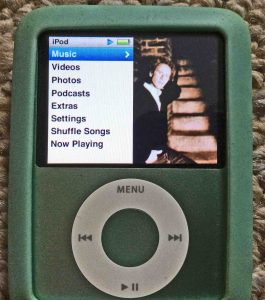 Picture of the iPod Nano 3rd Gen Portable Player, displaying the Main Menu after factory default reset.