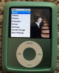 Picture of the iPod Nano 3rd Gen Portable Player, displaying its main menu.