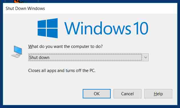 Picture of the Shut Down Windows dialog box.