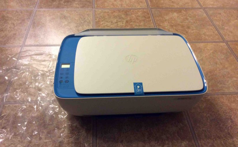 Picture of the DeakJet HP printer 3632, with clear wrap removed, top view.