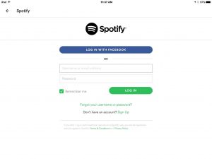 Picture of the Google Home app on iOS, displaying the -Spotify Login- screen. 