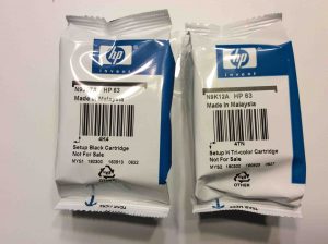 Picture of the ink cartridges, new, in original bags. HP 3630 Change Ink,