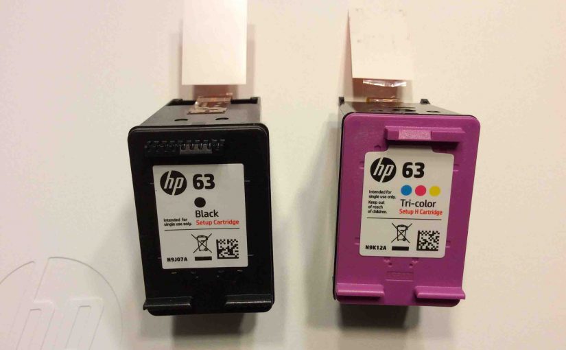Picture of the HP DeskJet 3630 series printer ink cartridges for HP 3632 printer, unbagged.