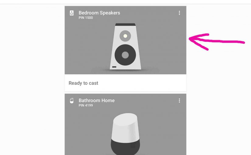 Picture of a successfully set up Google Chromecast Audio streamer on the -Devices- page of the Google Home app.
