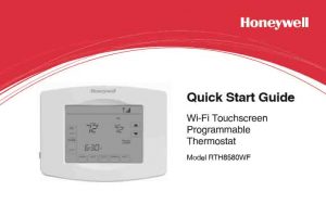 Picture of the Honeywell RTH8580WF Wi-Fi thermostat Quick Start Guide cover page.