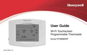Picture of the Honeywell RTH8580WF Wi-Fi thermostat User Guide cover page.