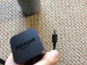 Picture of the Amazon Echo 2nd generation intelligent speaker power adapter DC barrel connector.