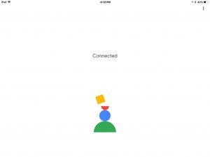 Picture of the Google Home app on iOS, displaying its -Connected To WiFi Successfully- screen. Google Mini Setup.