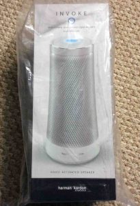 Picture of the Microsoft Invoke speaker, front view, new In box.