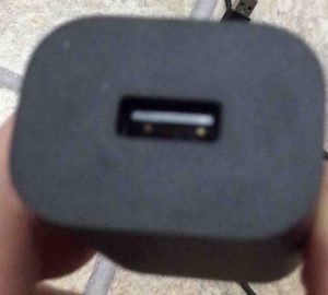 Picture of the USB port side of the AC charger for the Amazon Echo Dot Generation 2 smart speaker.