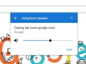 Screenshot of the -Living Room Speaker Casting- window. To play music on a Google Home from this PC, you must first set up this casting.