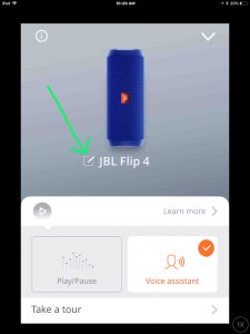 Screenshot showing the JBL Flip 4 -Edit Speaker Settings- button.