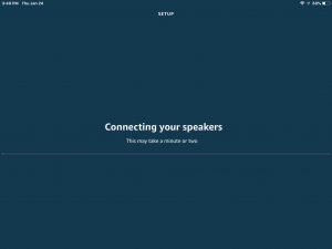 Picture of the Alexa app on iOS, showing its -Connecting Your Speakers- page.