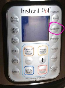 Picture of the -Multigrain- button circled. Instant Pot WiFi Buttons.