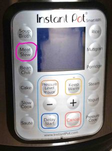 Picture of the -Stew, Meat- button circled.