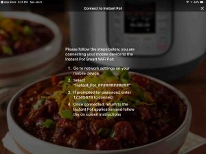 Screenshot of the -Connect To Instant Pot- page.