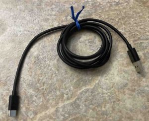Picture of a USB-C cable for JBL speakers.