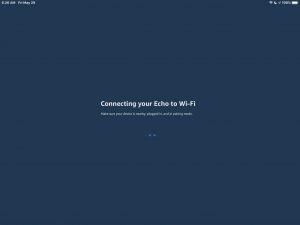 Screenshot of the the app, displaying the -Connecting your Echo to WiFi- page.