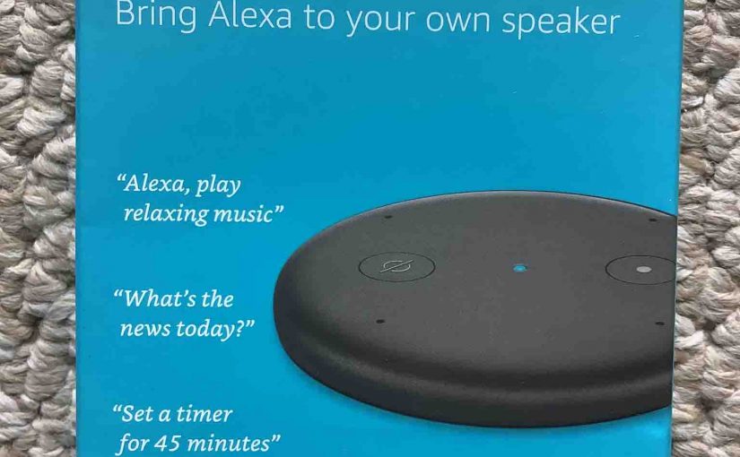 Front view of the Amazon Echo Input package box.