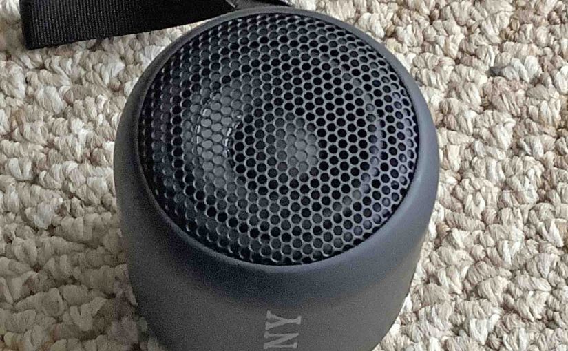 Top front view of the Sony SRS XB12 Extra Bass Bluetooth speaker.