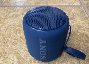 Picture of the Sony SRS XB10 Bluetooth speaker, showing the logo side. Sony SRS XB10 Charging Light Stays On.